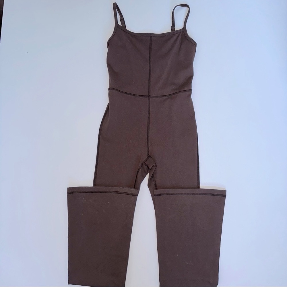 ARITZIA WILFRED FREE DIVINITY KICK FLARE JUMPSUIT MOCHA BROWN 2XS XXS